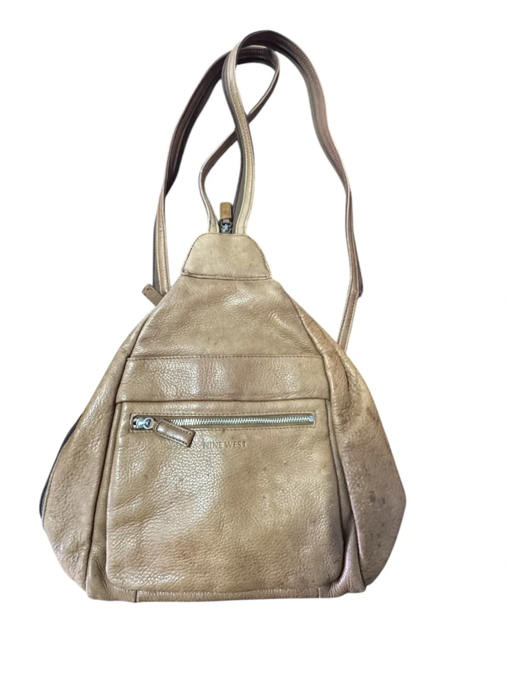 Vintage Nine West Beige Tan Leather Crossbody Shoulder Bag Backpack Combo